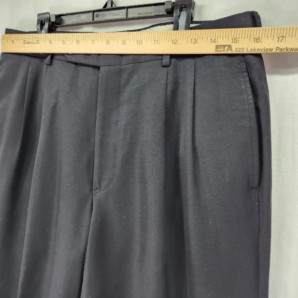 Corbin Pleated Men Dress Pant 32x33 Black With Pockets Winston International